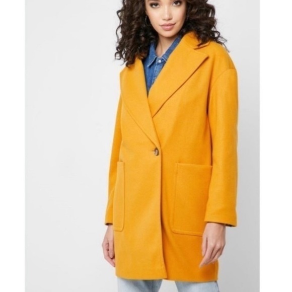 Topshop Mustard yellow Oversized Carly Coat - Picture 3 of 5